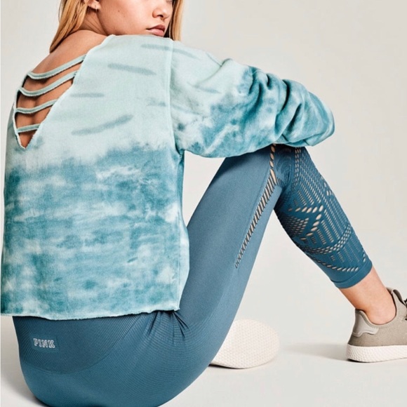 Victoria Secret Pink Tie Dye Cropped Crew - Picture 1 of 14